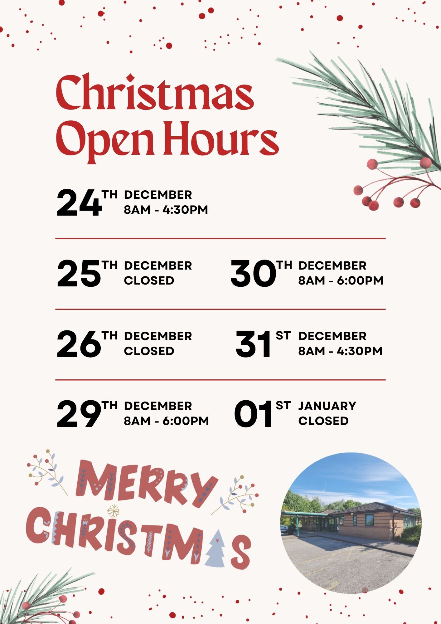 KMC Xmas opening hours